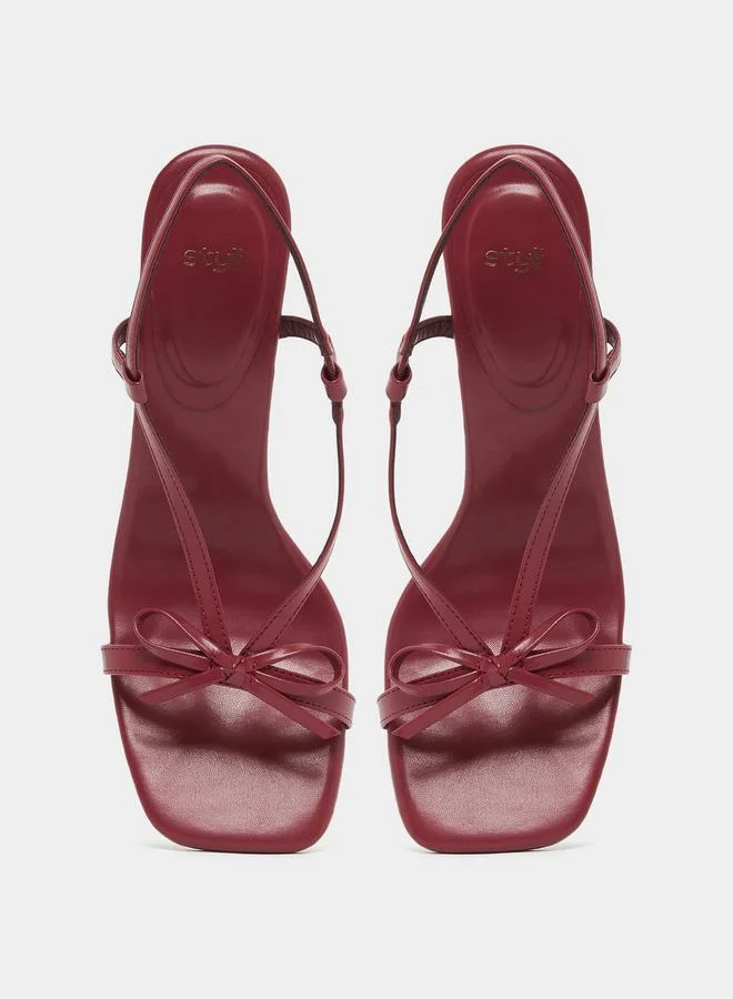 Styli Ribbon Detail High Kitten Heel Sandals