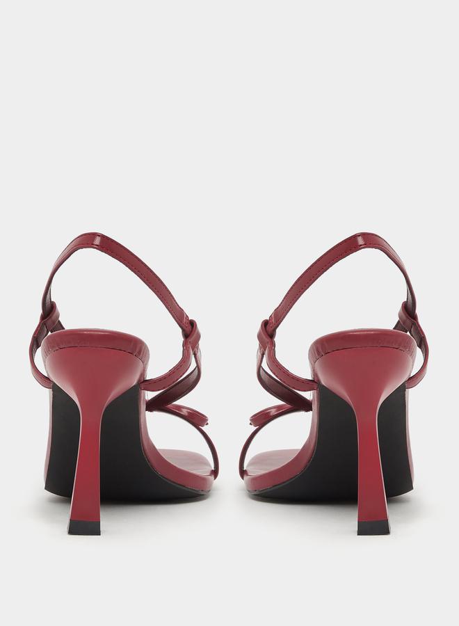 ستايلي صنادل بكعب عالٍ رفيع بتفاصيل شريط - Image 4