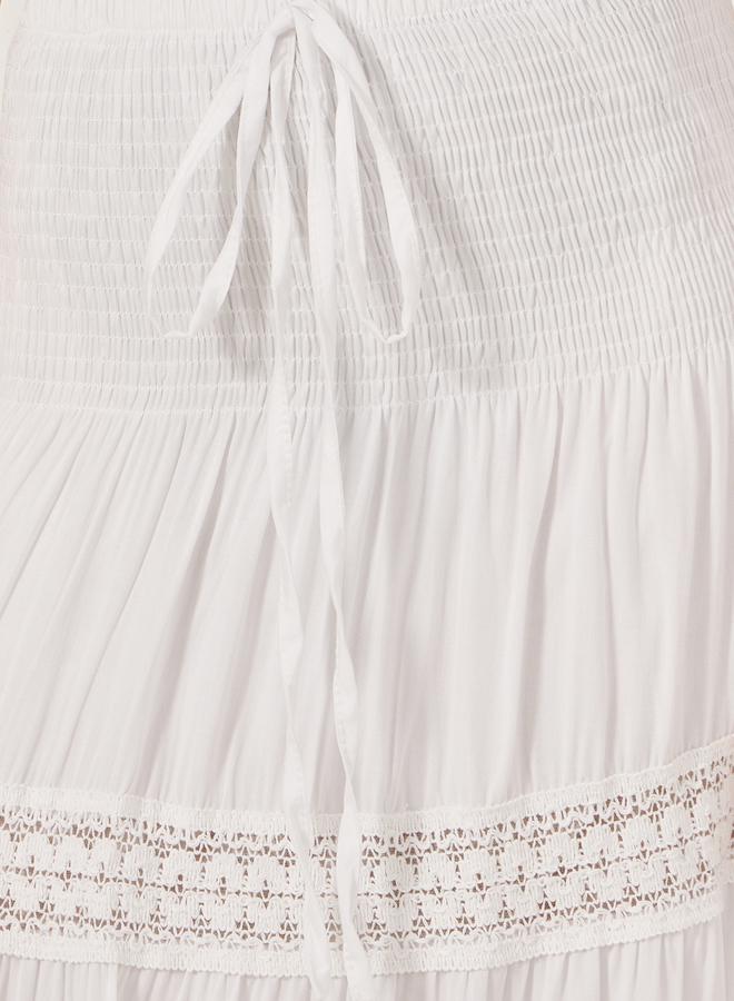 Styli Styli Lace Insert Smocked Waist Tiered Maxi Skirt  - Image 3