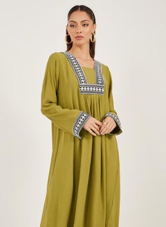 Styli Embroidered Gathered A-Line Jalabiya  - Image 3