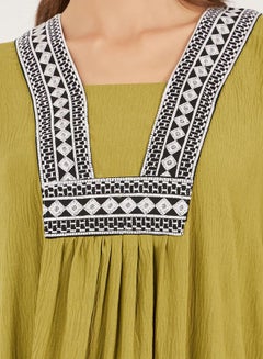 Styli Embroidered Gathered A-Line Jalabiya  - Image 4