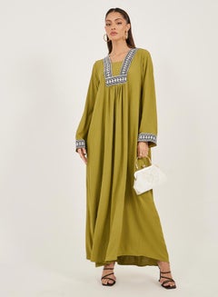 Styli Embroidered Gathered A-Line Jalabiya  - Image 2
