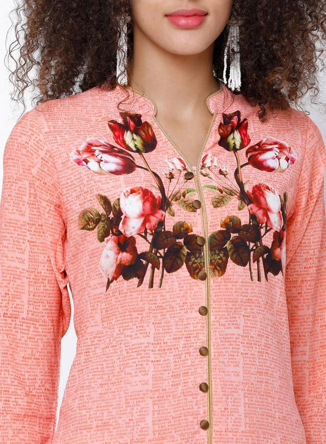 Vishudh Vishudh Women Pink Printed Straight Kurta
