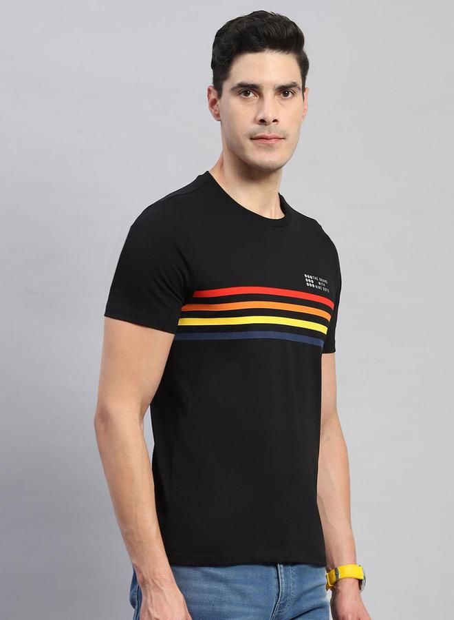 Rock.it Men Black Striped Round Neck Half Sleeve T Shirt - Image 3