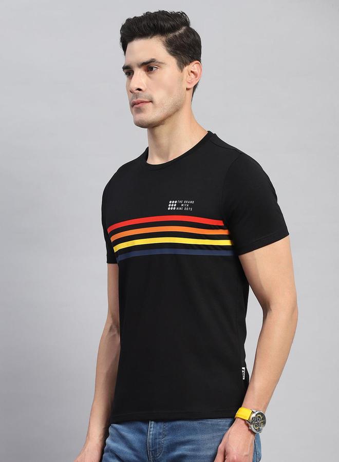 Rock.it Men Black Striped Round Neck Half Sleeve T Shirt - Image 2