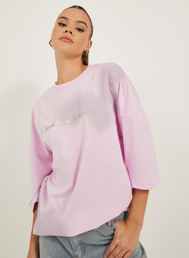 Styli Oversized Graphic Print T-Shirt with Dropped Shoulders  - Image 1