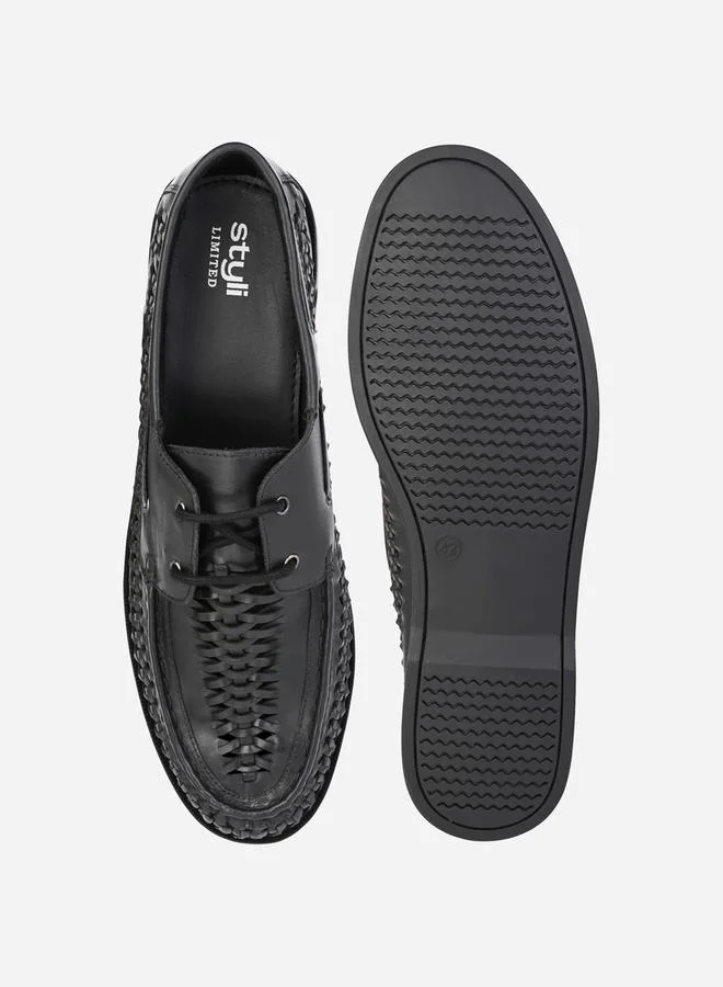 Styli Genuine Leather Handmade Lace Up Shoes