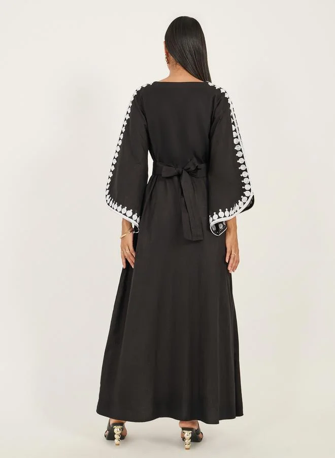 Maxim Creation Embroidered Bell Sleeves A-Line Jalabiya by Styli