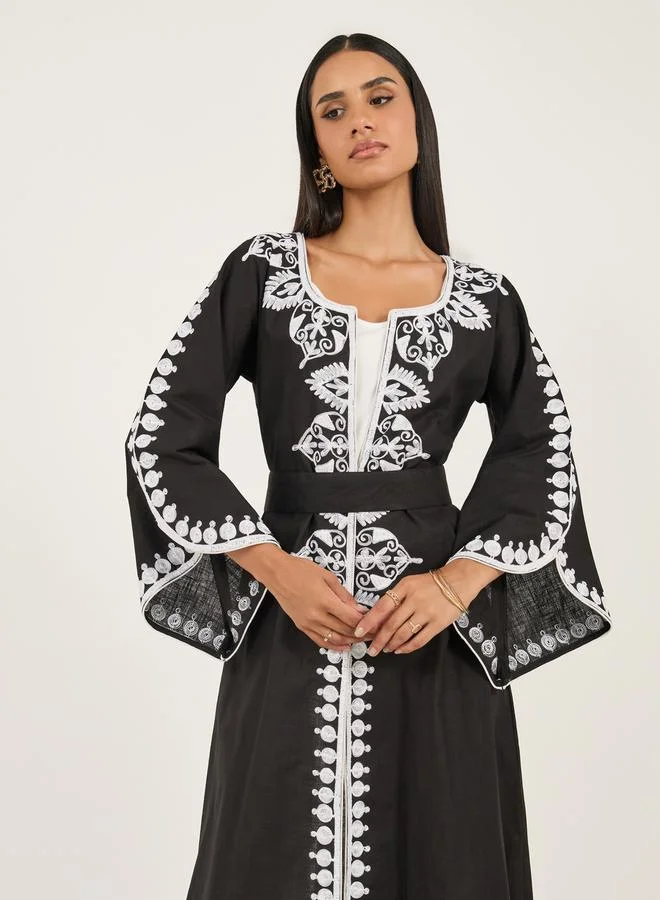 Maxim Creation Embroidered Bell Sleeves A-Line Jalabiya by Styli