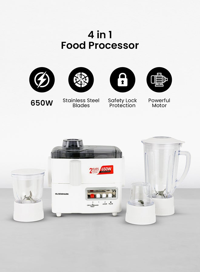 Olsenmark 4-In-1 Juicer Blender Food Processor with Stainless