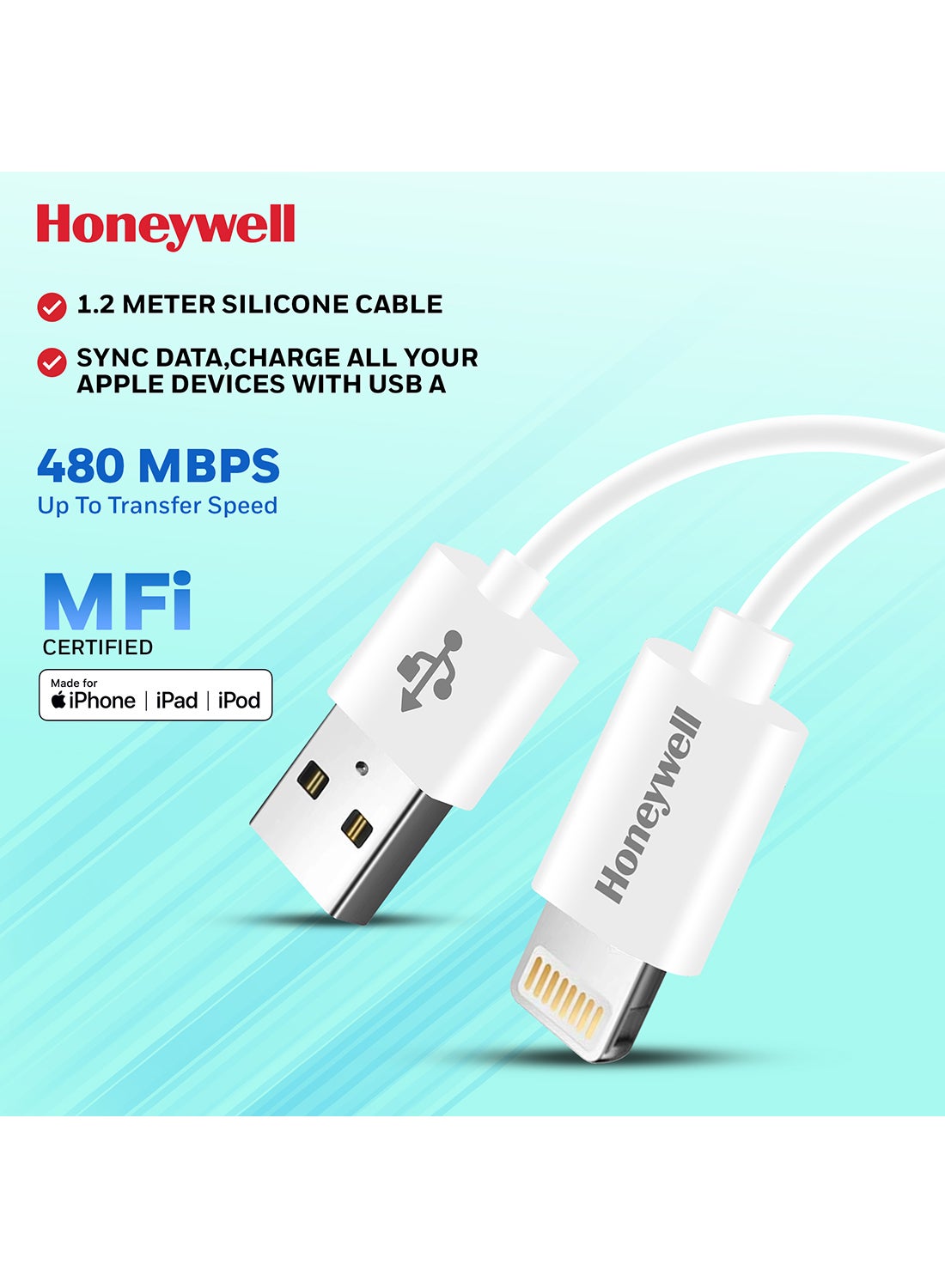 Honeywell Iphone Lightning Cable Mfi Certified Compatible