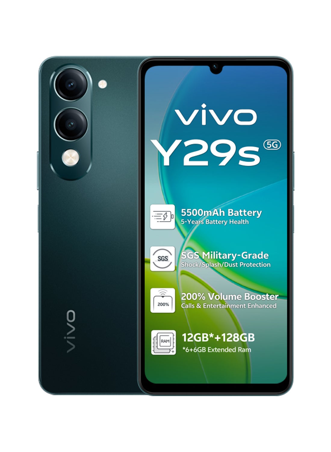 vivo Y29s AI 5G Dual SIM Jade Green 6+6GB RAM, 128GB - Middle East ...