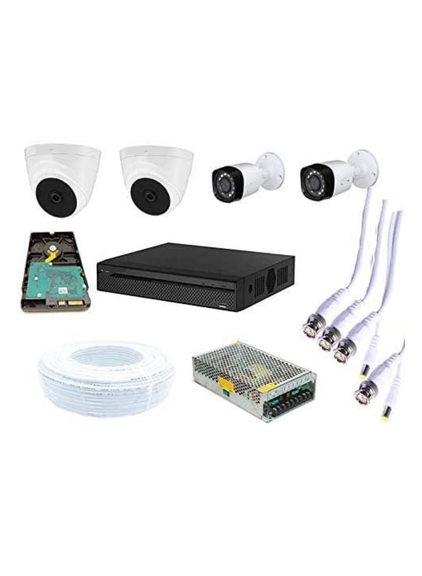 Generic Wired Full HD 2MP Cameras Combo Kit - 4CH HD DVR, 2 Bullet ...