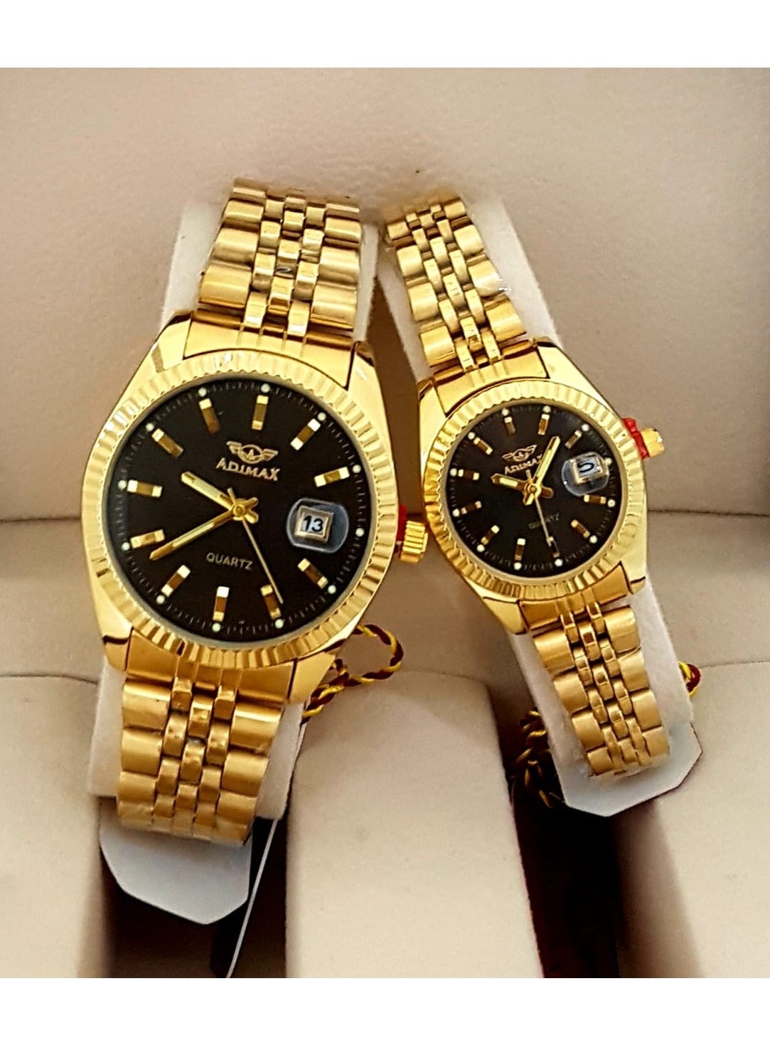 ADIMAX gold couple watches for men and women waterproof 100 with box price in Saudi Arabia Compare Prices