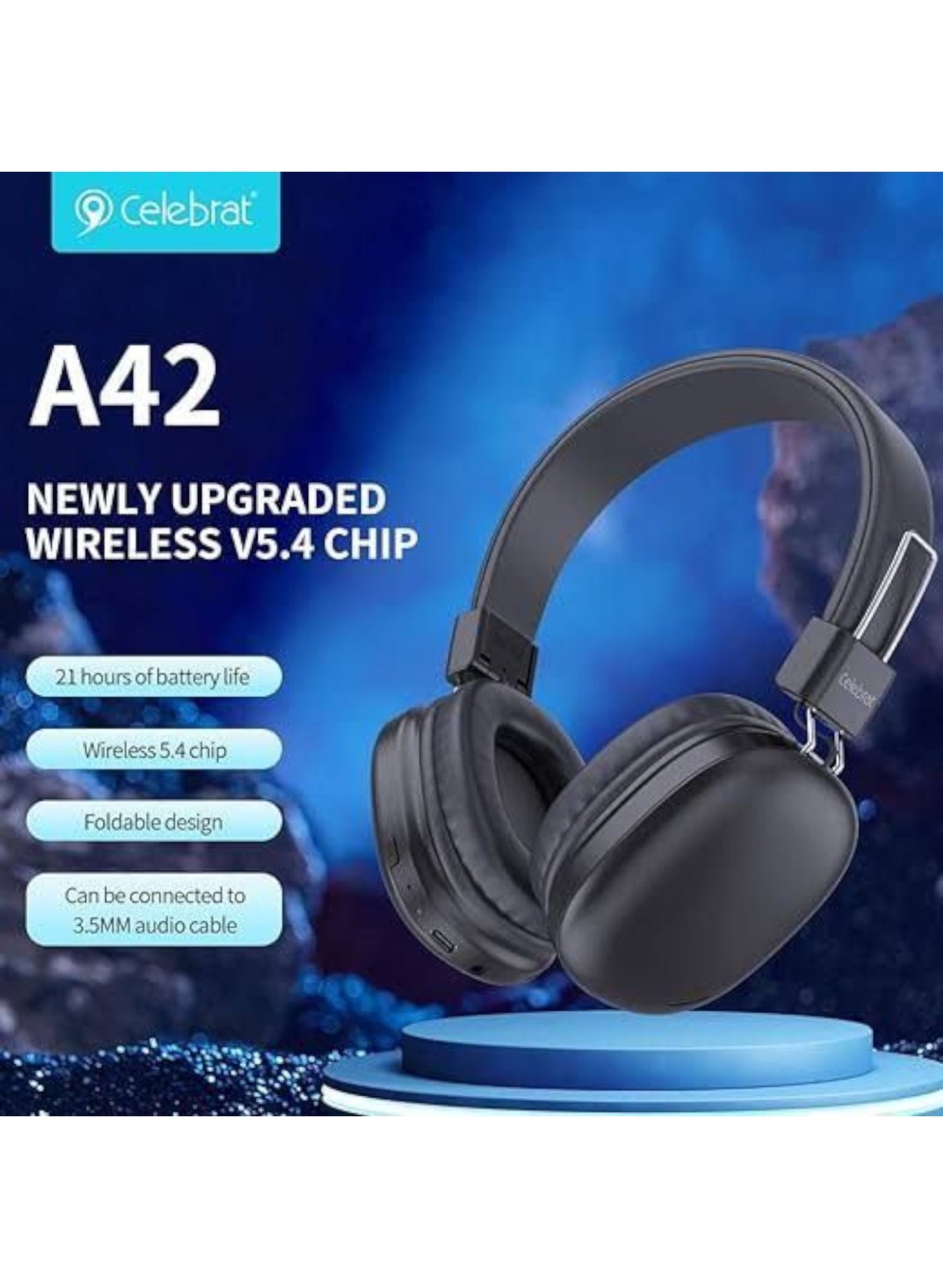 Celebrate Celebrite A42 Wireless Bluetooth Headphones, Comfortable