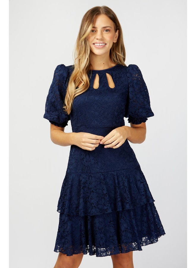chinese dress ladies Black Satin and Lace Midaxi Dress main image 1