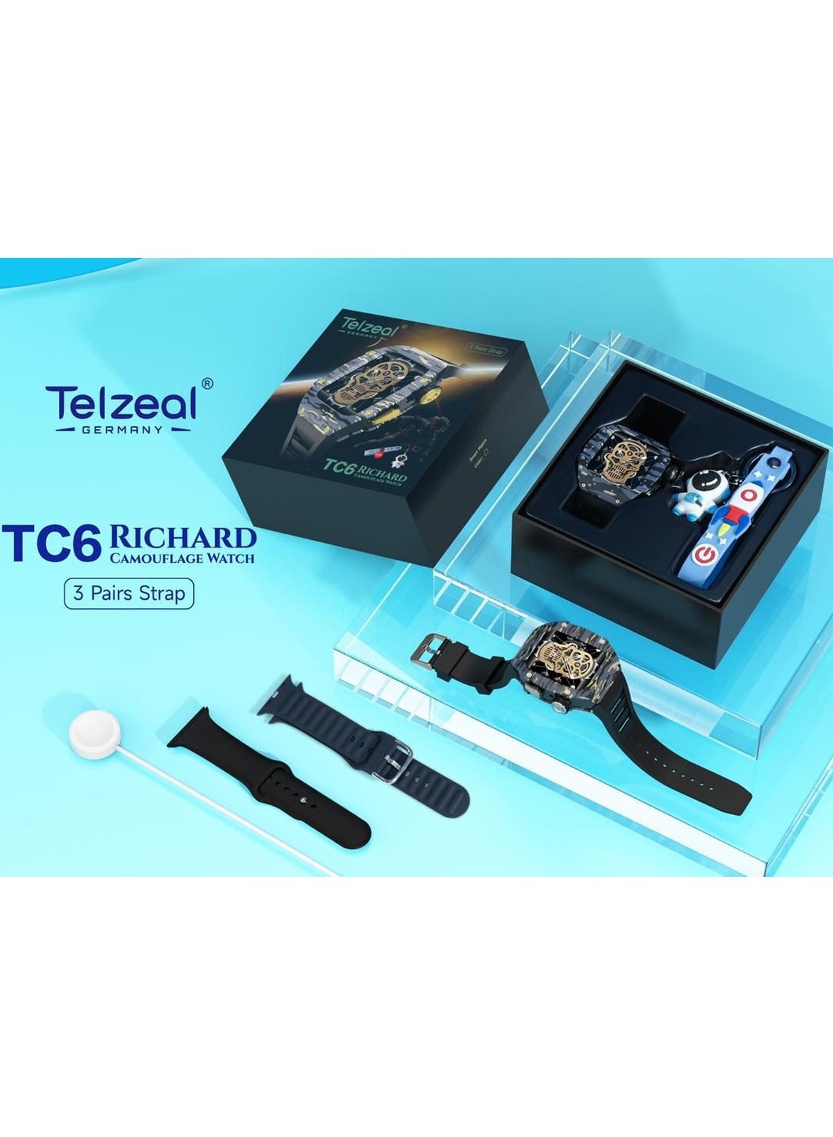 Telzeal Germany TC6 Richard Camouflage Watch With Pair Straps In
