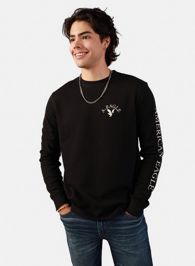 American Eagle AE Long-Sleeve Logo Graphic Thermal T-Shirt price