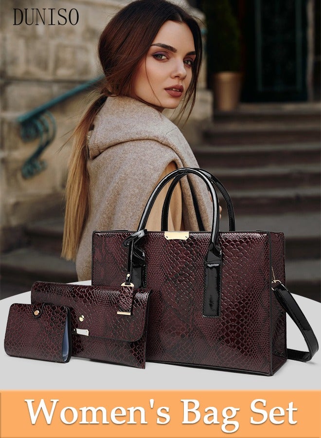 DUNISO 3 Piece Women s Fashion Shoulder Tote Bag Faux Leather Handbag Set For Women Large Capacity Clutch Bag Purse Bag Travel Messenger Crossbody Bag Shoulder Bag For Ladies price in Dubai UAE