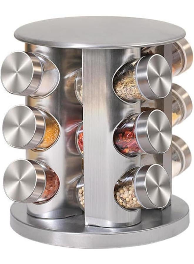 Generic Stainless Steel Revolving Spice Rack Set with 16 Spice Jars ...