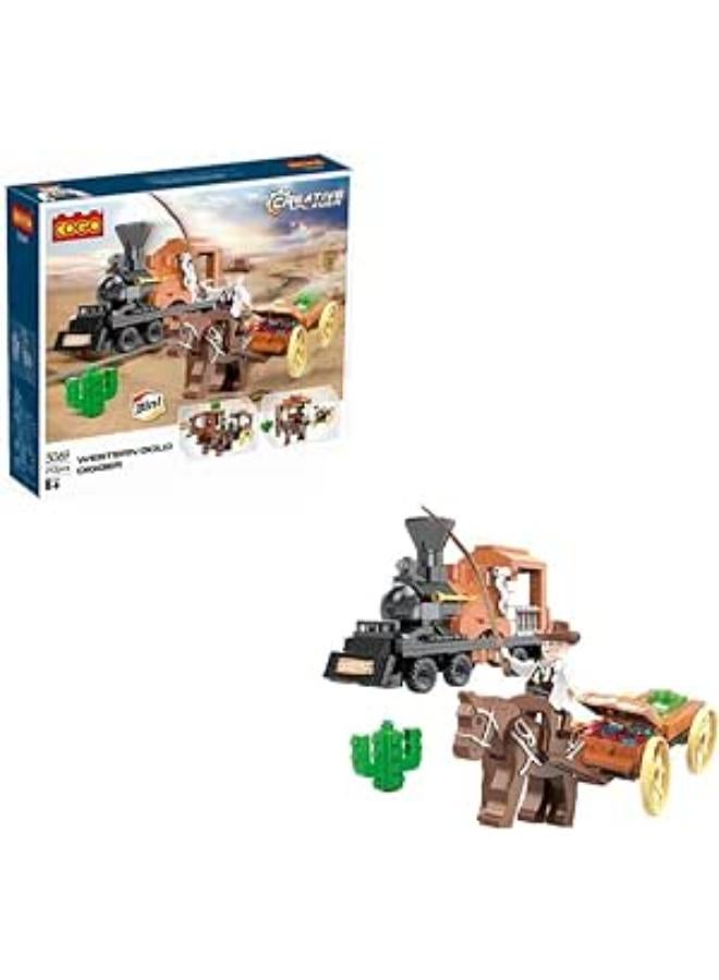 Cogo 3069 IN Train And Wild West Gold Digger Set Building
