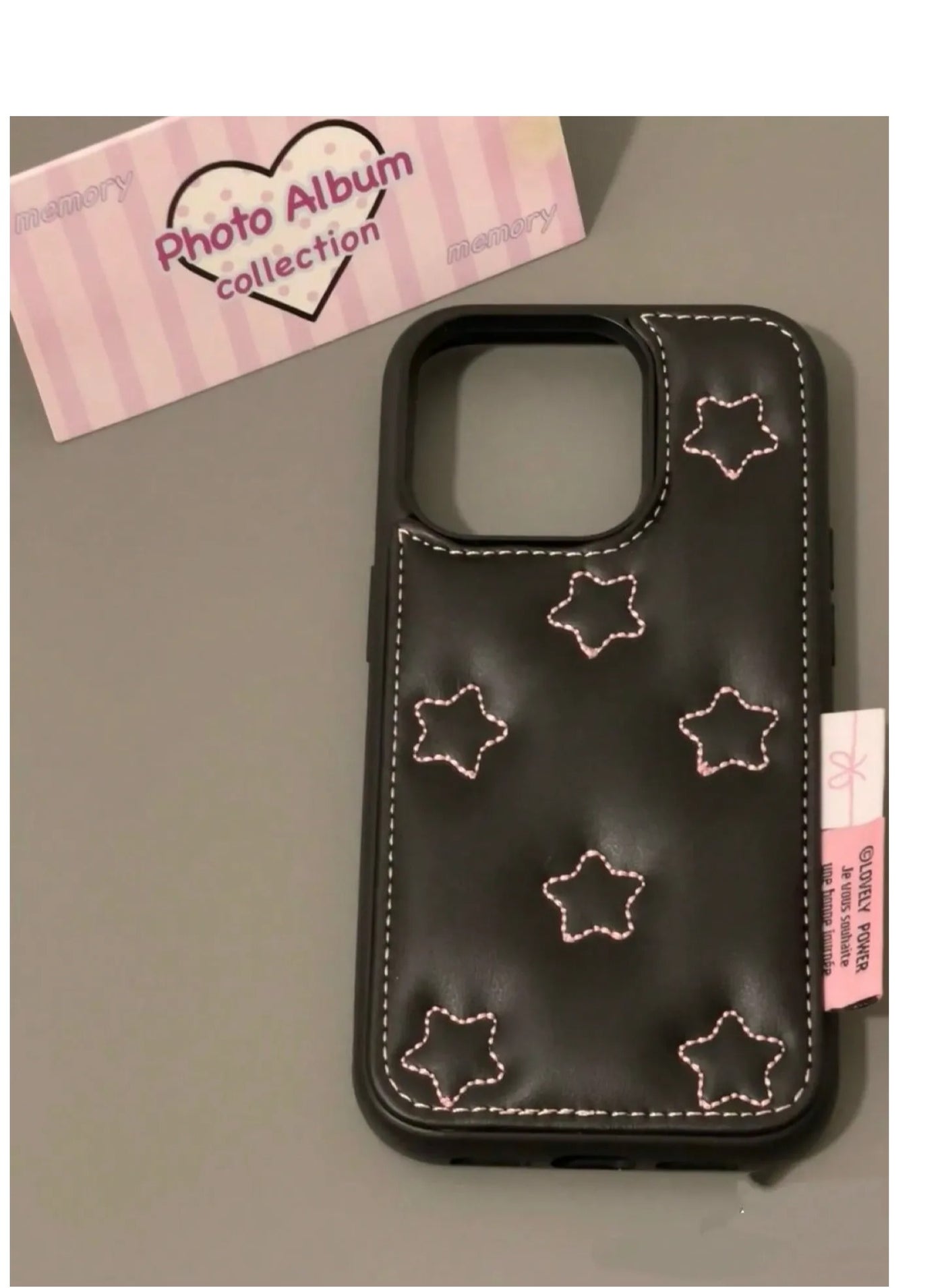 Shein Korean Style Stitched PU Leather Case for iPhone 15 Pro Max