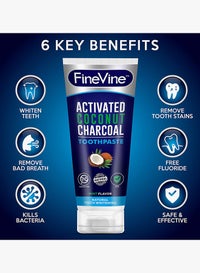 finevine activated coconut charcoal toothpaste