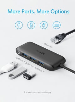 for MacBook Pro 13 2016/2017/2018 4-in-1 USB C Adapter XPS 3 USB 3.0 Ports Anker USB C Hub Chromebook and More with 60W Power Delivery 