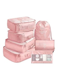 Light Pink 7Pcs Travel Storage Bags Clothes Packing Cube Luggage Organizer with Shoes Bag 