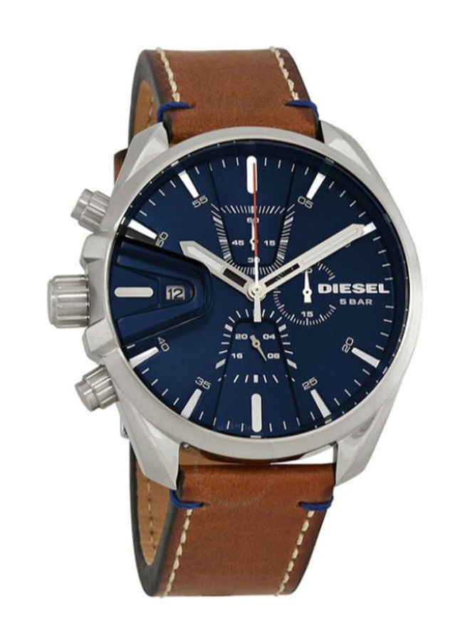 DIESEL Men's Round Shape Leather Band Chronograph Wrist Watch 47