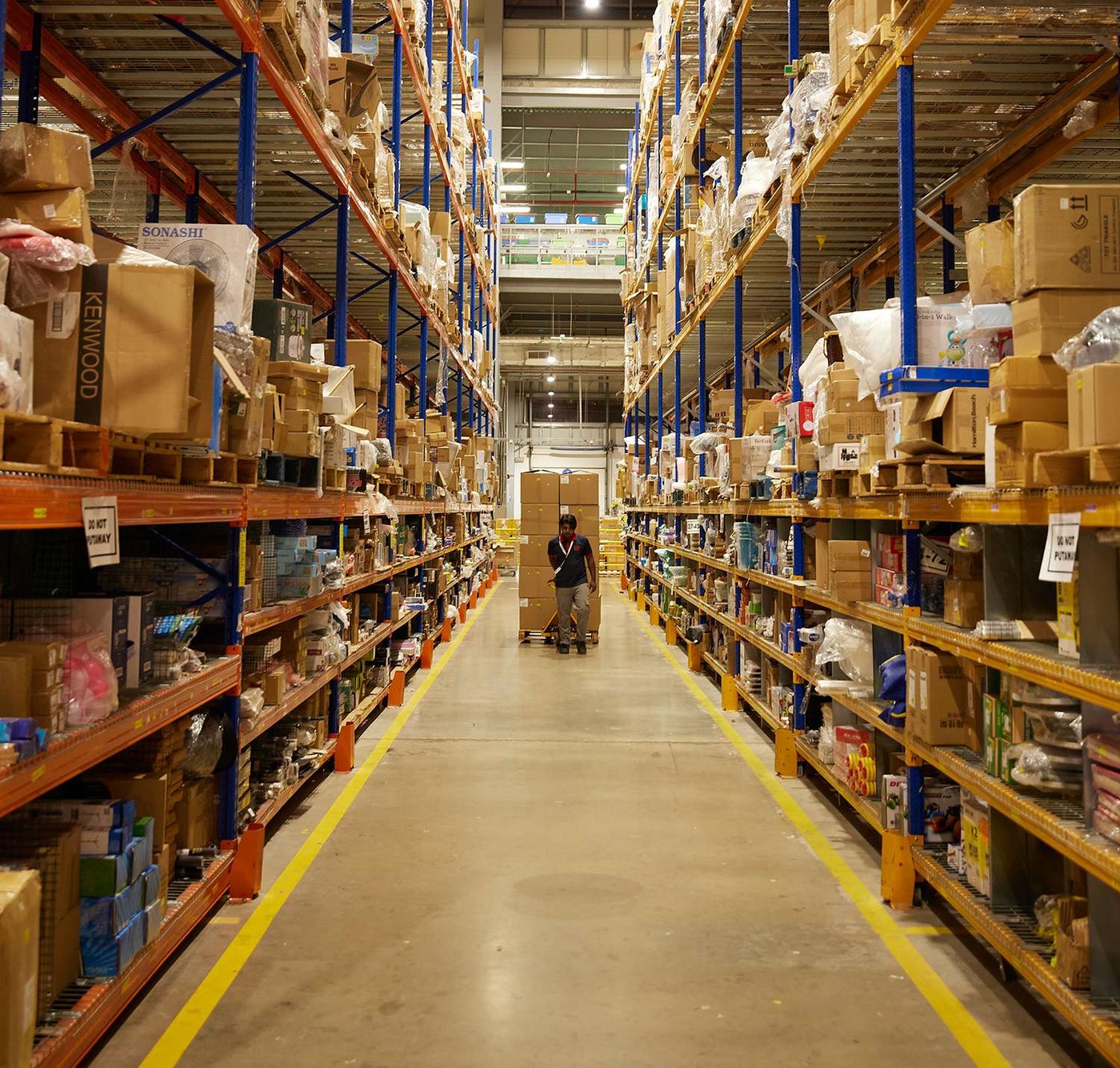 A noon employee working in the warehouse